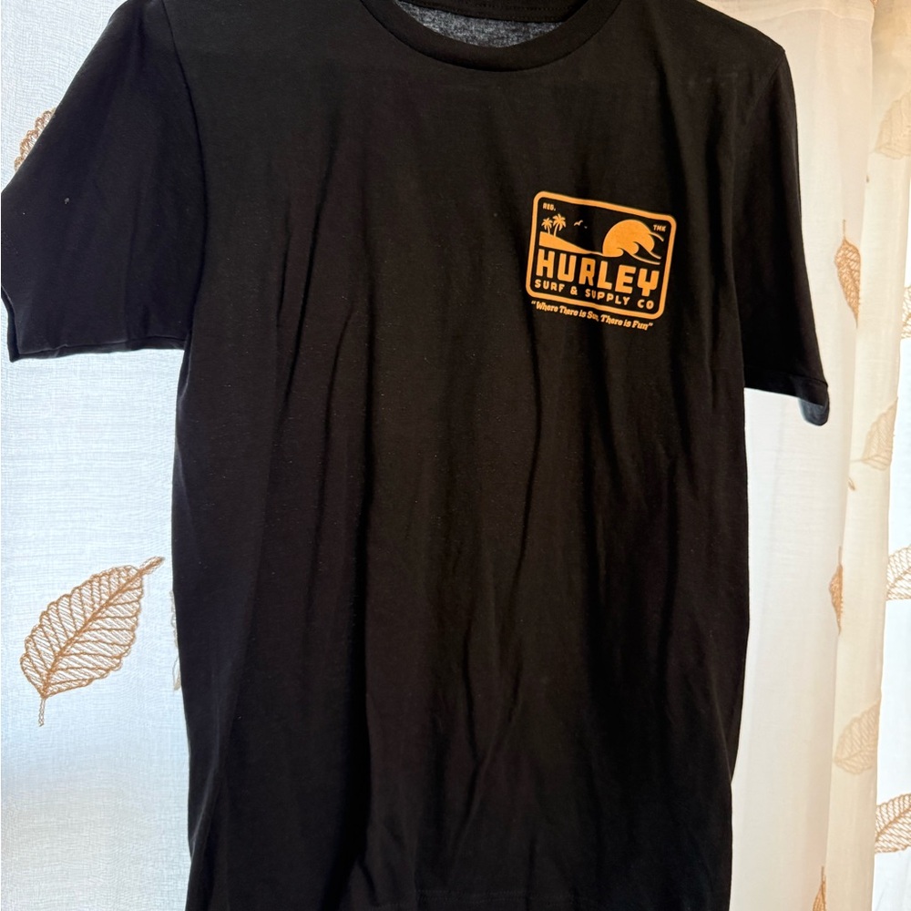 Hurley Black Tee with White Palm Logo